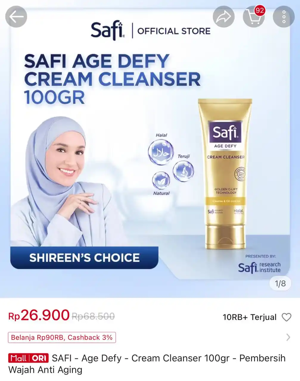 Image from Racun Shopee Receh: SAFI - Age Defy - Cream Cleanser 100gr - Pembersih Wajah Anti Aging ht...