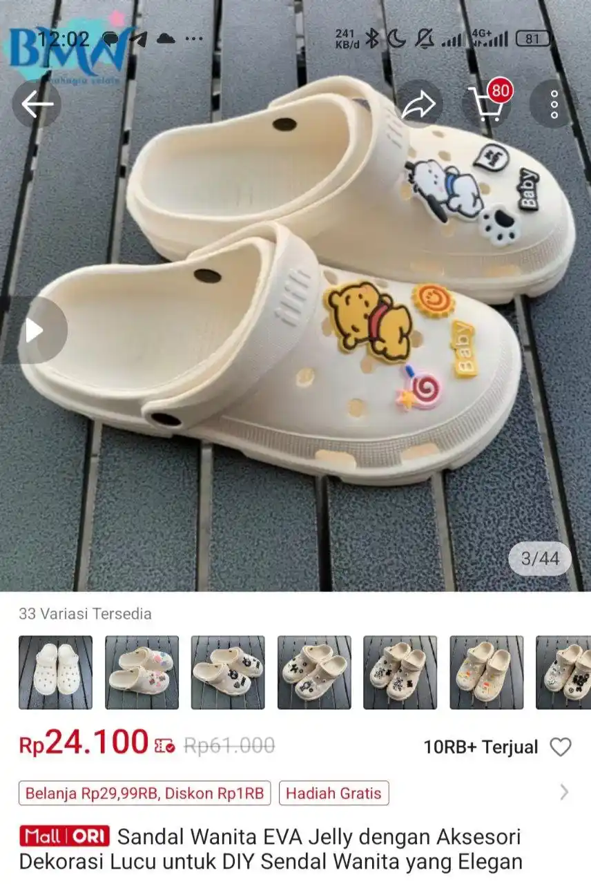Image from Racun Shopee Receh: Sandal Wanita EVA Jelly dengan Aksesori Dekorasi Lucu untuk DIY Sendal...