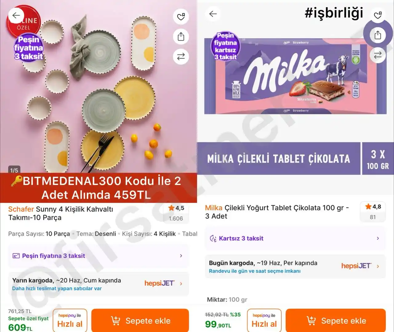 Image from İndirim Fırsat Merkezi: 🔥Schafer Sunny 4 Kişilik Kahvaltı Takımı 10 Parça ✅Sepette 609TL - ...