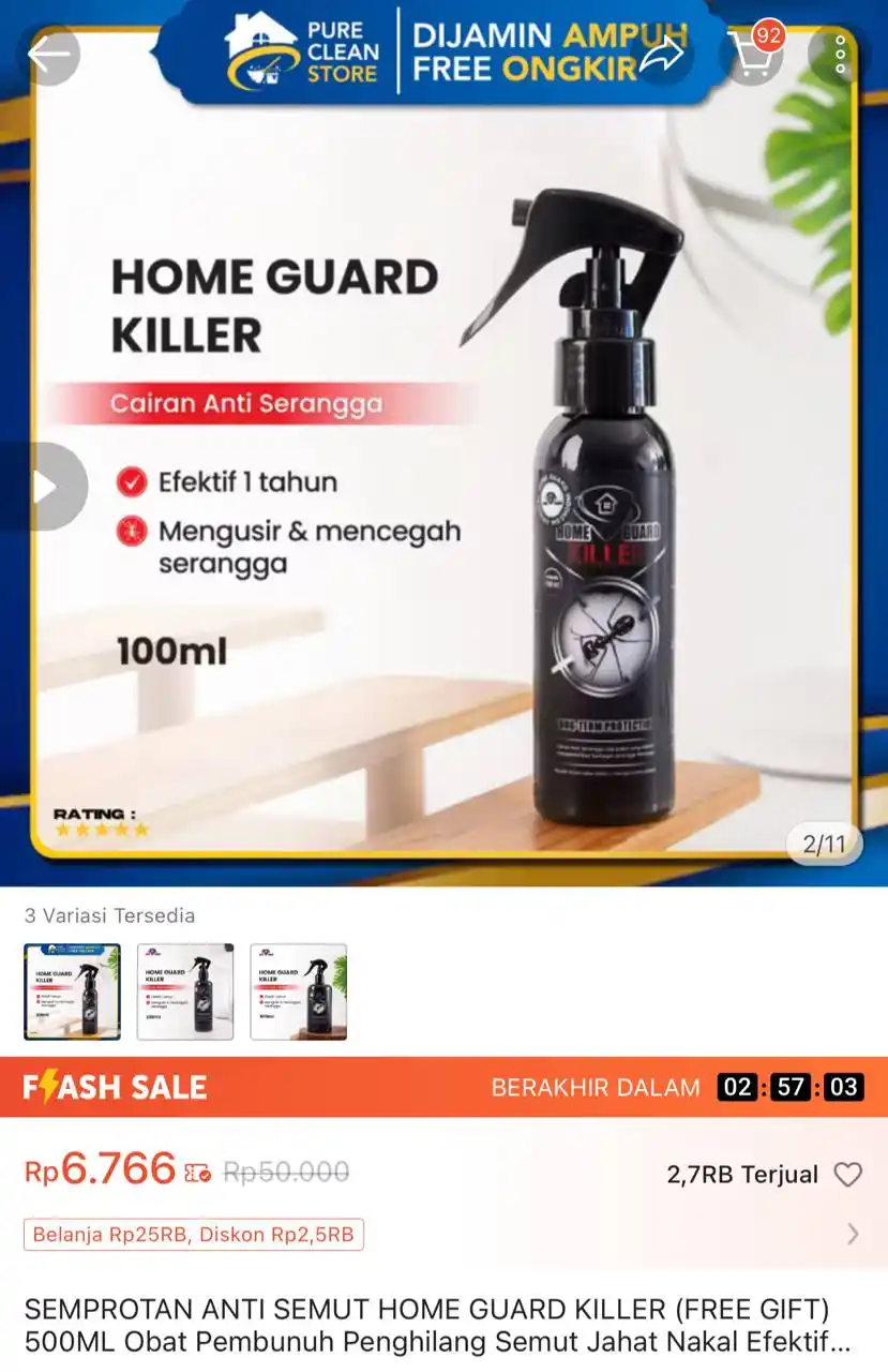 Image from Racun Shopee Receh: SEMPROTAN ANTI SEMUT HOME GUARD KILLER (FREE GIFT) 500ML Obat Pembunuh...
