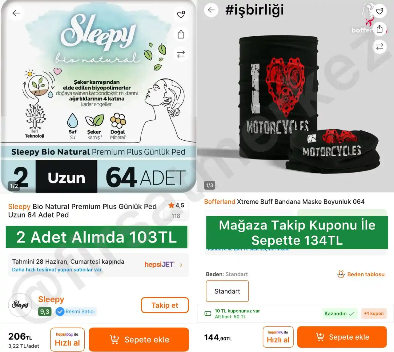 Image from İndirim Fırsat Merkezi: 🔥Sleepy Bio Natural Premium Plus Günlük Uzun 64 Adet Ped ✅2 Adet Al...