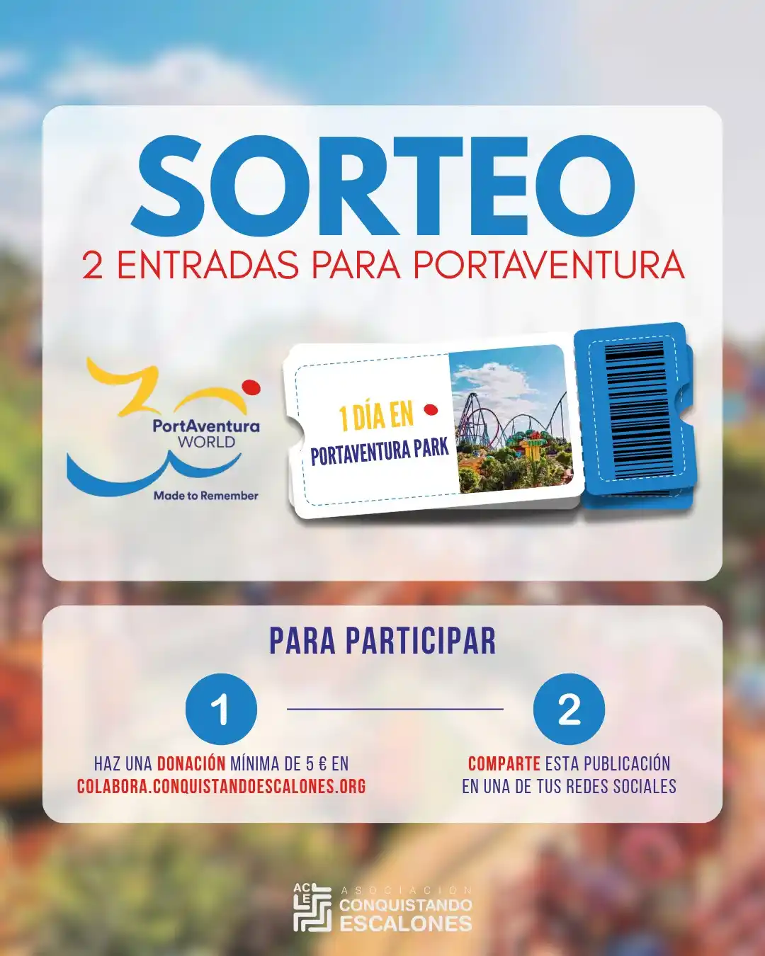 Image from Conquistando Escalones: *🆕SORTEO DE DOS ENTRADAS PARA PORTAVENTURA🎢* Estamos a punto de con...