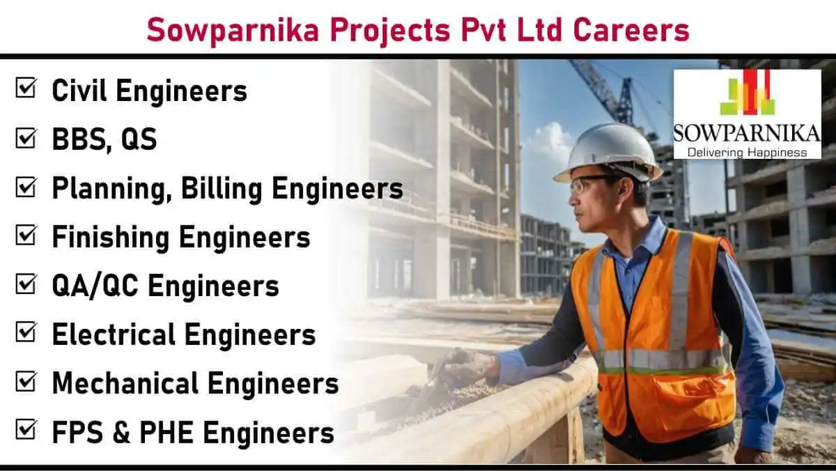 Image from Construction Placement: 📢📢 *Sowparnika Projects Pvt Ltd Careers: Recruitment for High-Rise R...