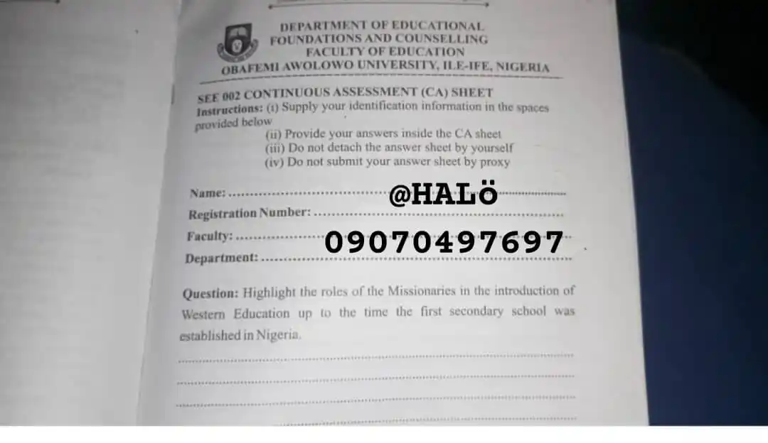 Image from OBAFEMI AWOLOWO UNIVERSITY (GREAT IFE).: *SPECIAL ELECTIVE ALERT - SEE 002.* You will find the above image o...