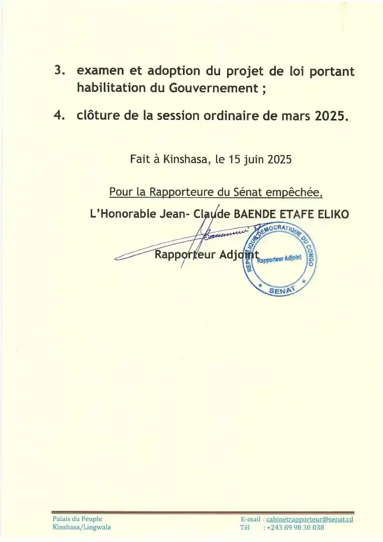 Image from SENAT RDC: *Suivez le <a class="text-blue-500 hover:underline cursor-pointer" hre...