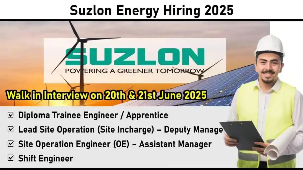 Image from Construction Placement: 📢📢 *Suzlon Energy Hiring 2025: Diploma Freshers & Experienced Jobs i...