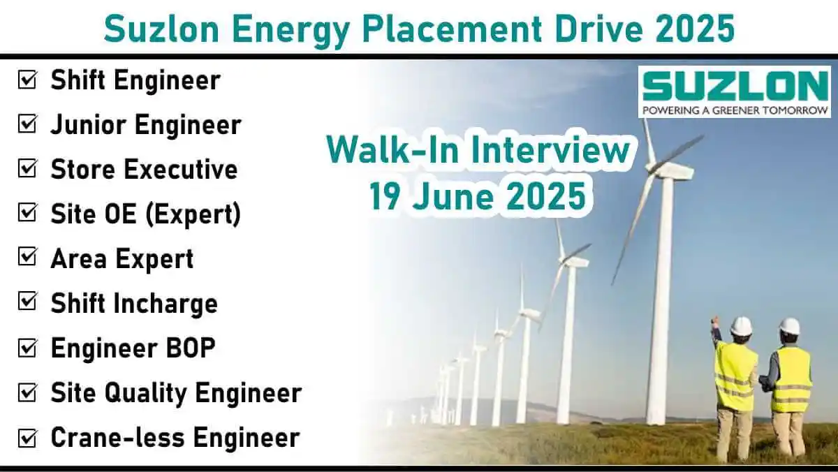 Image from Construction Placement: 📢📢 *Suzlon Energy Placement Drive 2025: Walk-In Interview at Jaisalm...