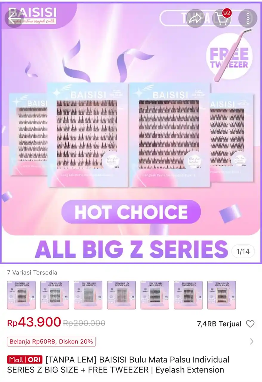 Image from Racun Shopee Receh: [TANPA LEM] BAISISI Bulu Mata Palsu Individual SERIES Z BIG SIZE + FRE...