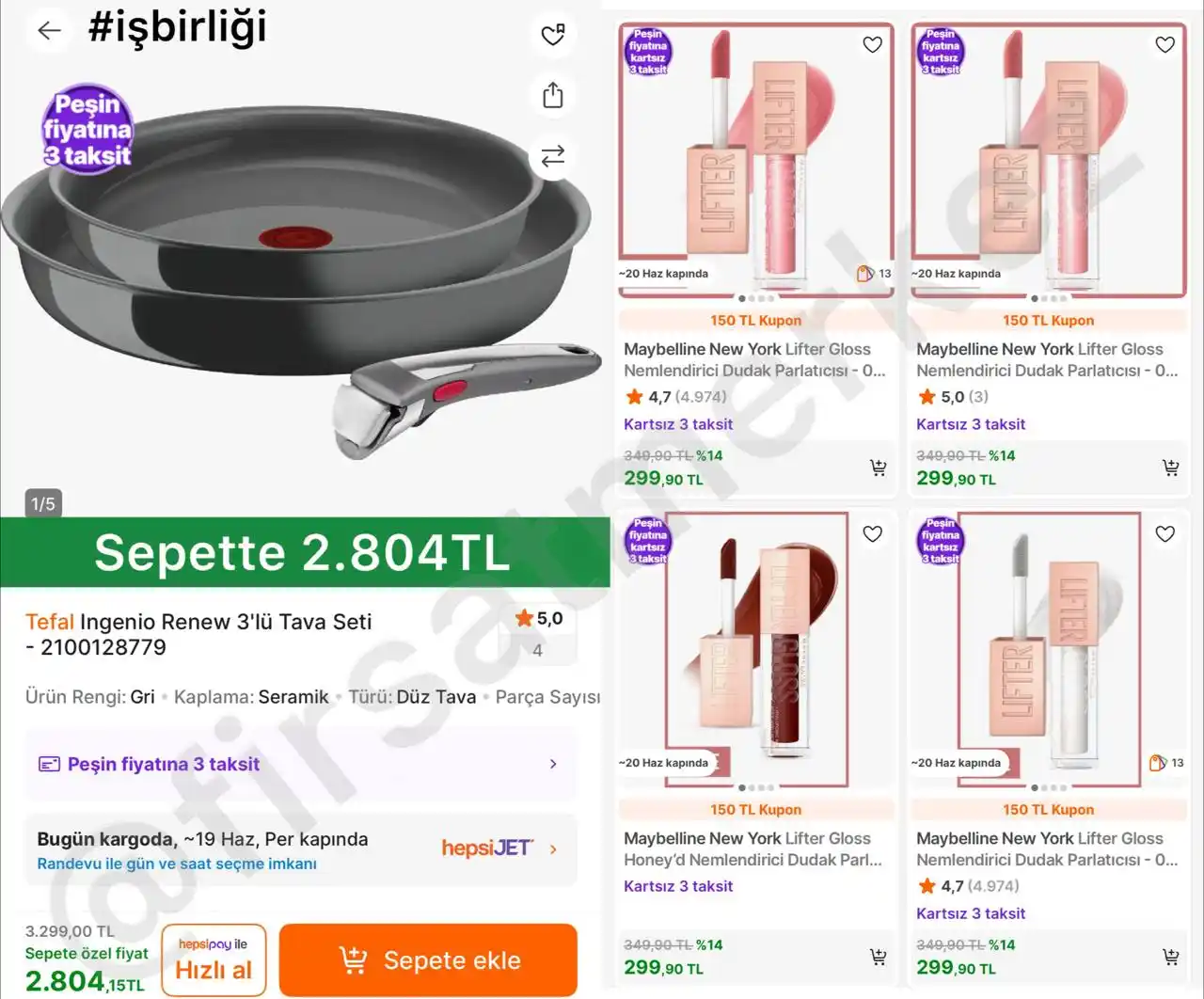 Image from İndirim Fırsat Merkezi: 🔥Tefal Ingenio Renew 3’Lü Tava Seti ✅Sepette 2.804TL’ye Düştü - Tef...