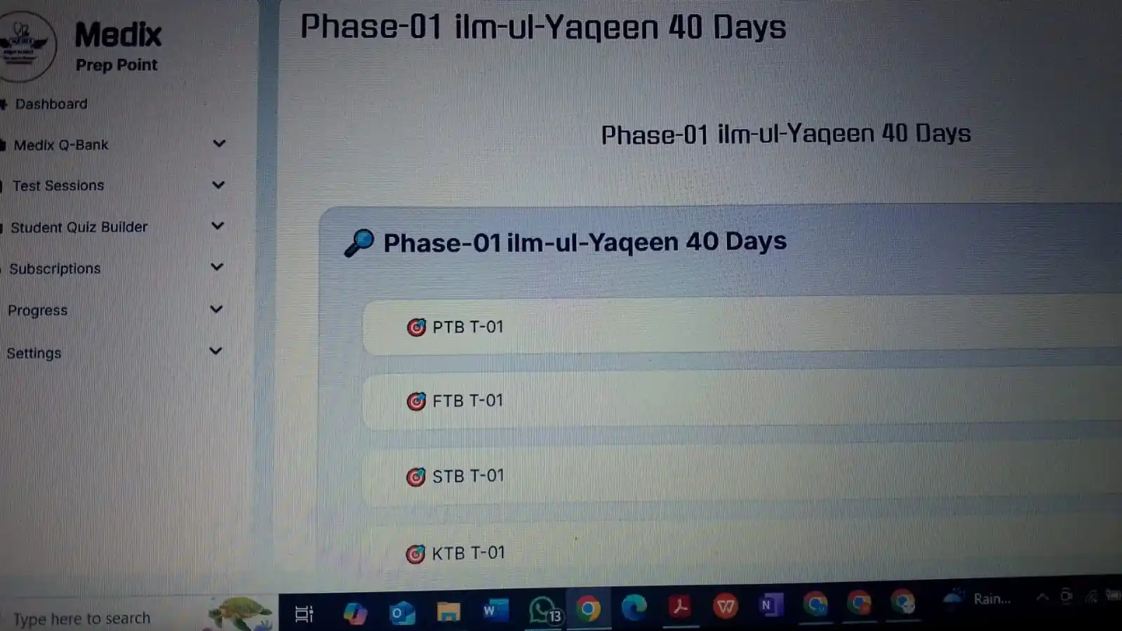 Image from Medix Prep Point: 🦚 *Test-01 of 40 Days علم الیقین Session is Available* `This test is...