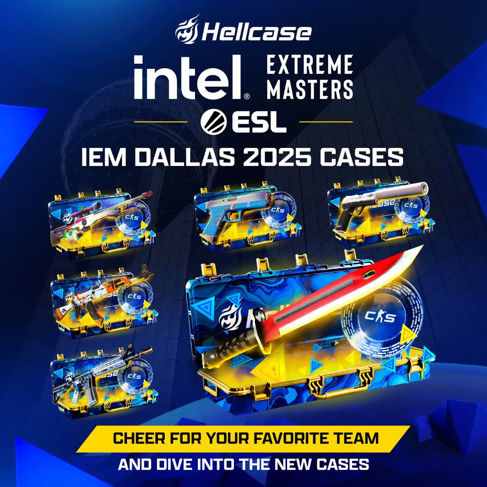 Image from Hellcase Official: The IEM Dallas 2025 Cases are here! Back your favorite teams and dive ...