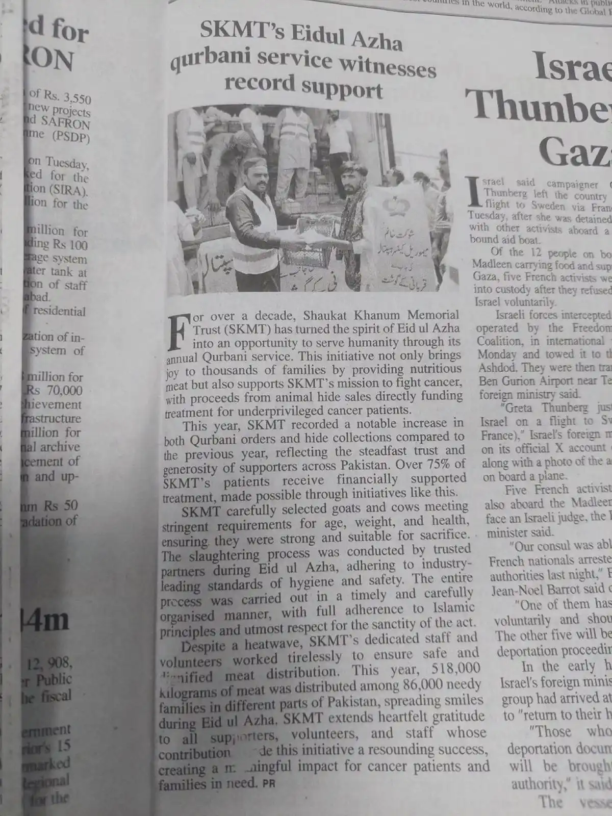 Image from Imran Khan: “This year, SKMT recorded a notable increase in both Qurbani orders an...