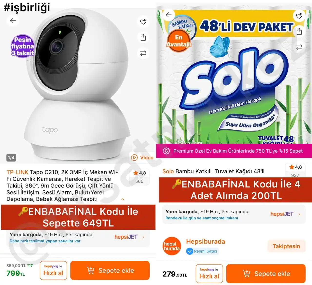 Image from İndirim Fırsat Merkezi: 🔥TP-LINK Tapo C210, 2K 3MP İç Mekan Wi-Fi Güvenlik Kamerası 🔑ENBABA...