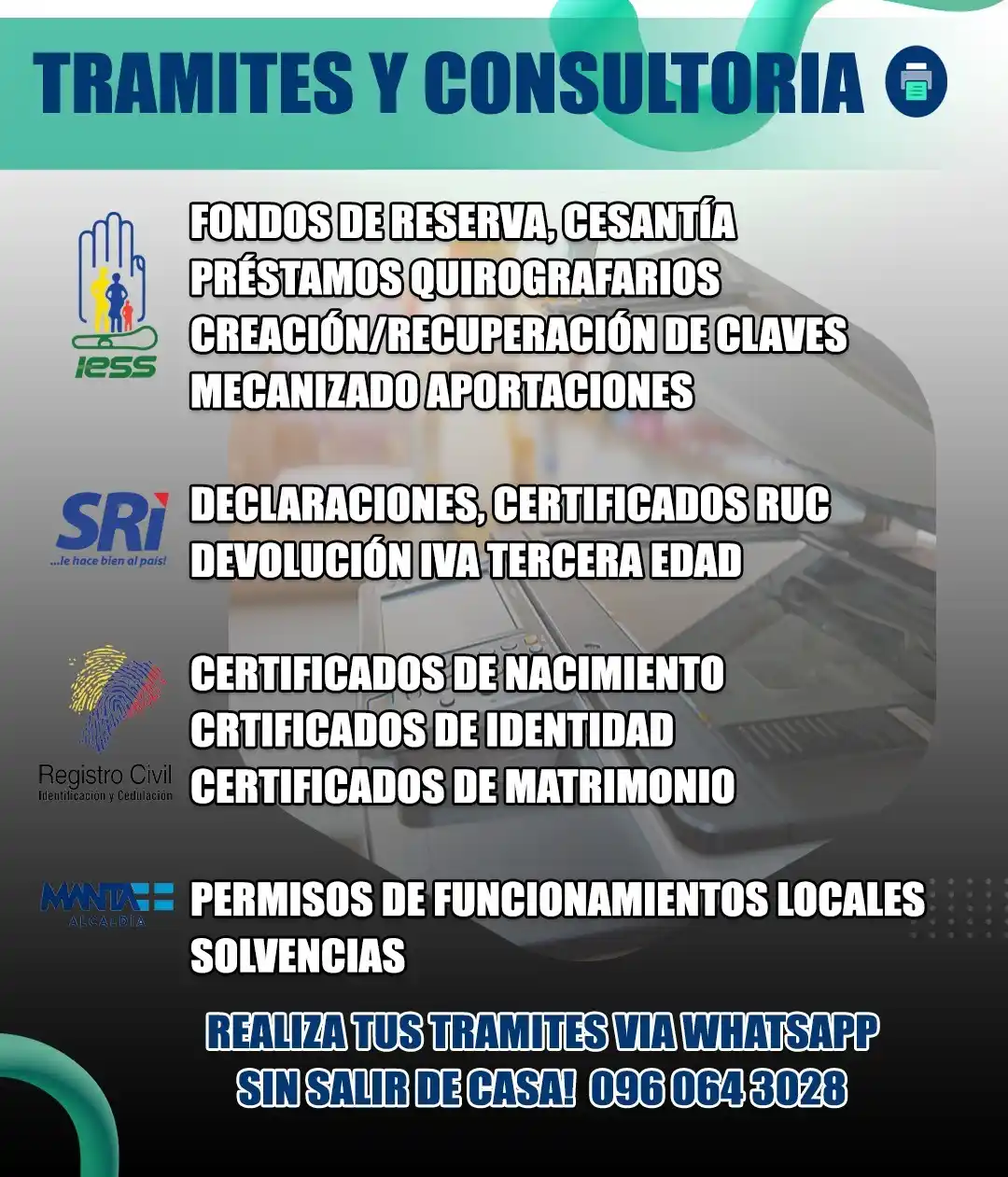 Image from La Primicia De Manta: Trámites Virtuales: Info 096 064 3028 📱 ✔️Iess ✔️Sri ✔️Registro Civi...