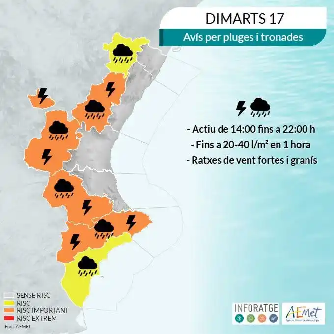 Image from Ajuntament de Carcaixent: 🟡 *TRONADES A L'INTERIOR I ONADA DE CALOR* ©️Infortage 17-01-2025 15:...