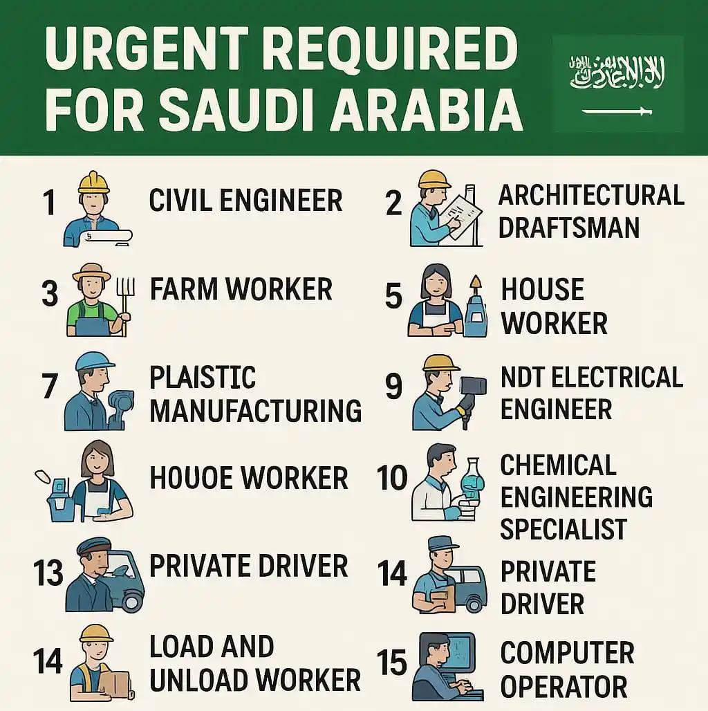 Image from Foreign Jobs Official - Saudi Arabia - UAE - Kuwait: *Urgent Required For Saudi Arabia 🇸🇦* *1* : `Civil Engineer` *2* : `...