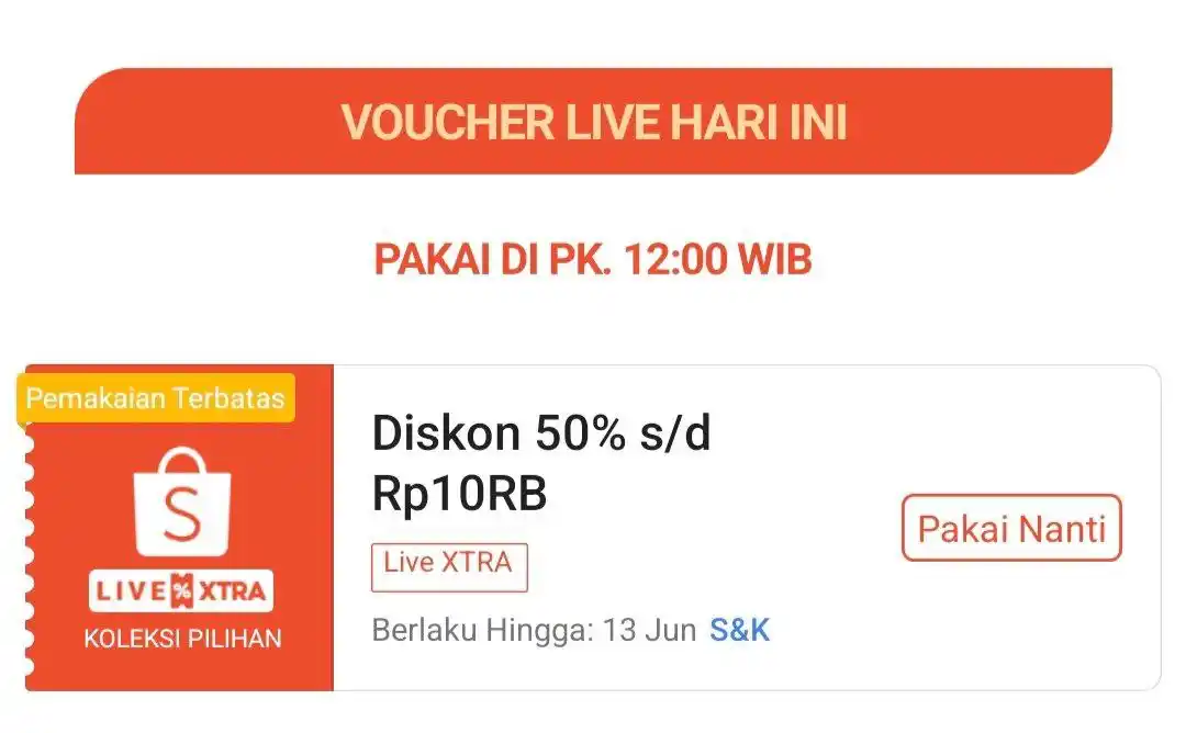 Image from Racun Shopee Receh: Voucher Live XTRA ⚡ ⏰ 12:00 WIB    Sudah tersedia di akun masing-masin...