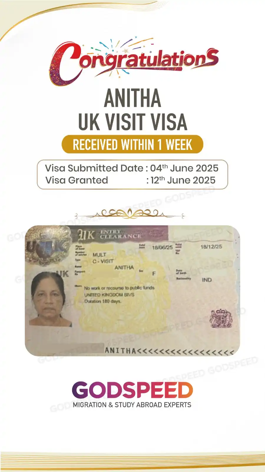 Image from Godspeed Immigration & Study Abroad Pvt Ltd: We are thrilled to share another remarkable achievement! Our esteemed ...
