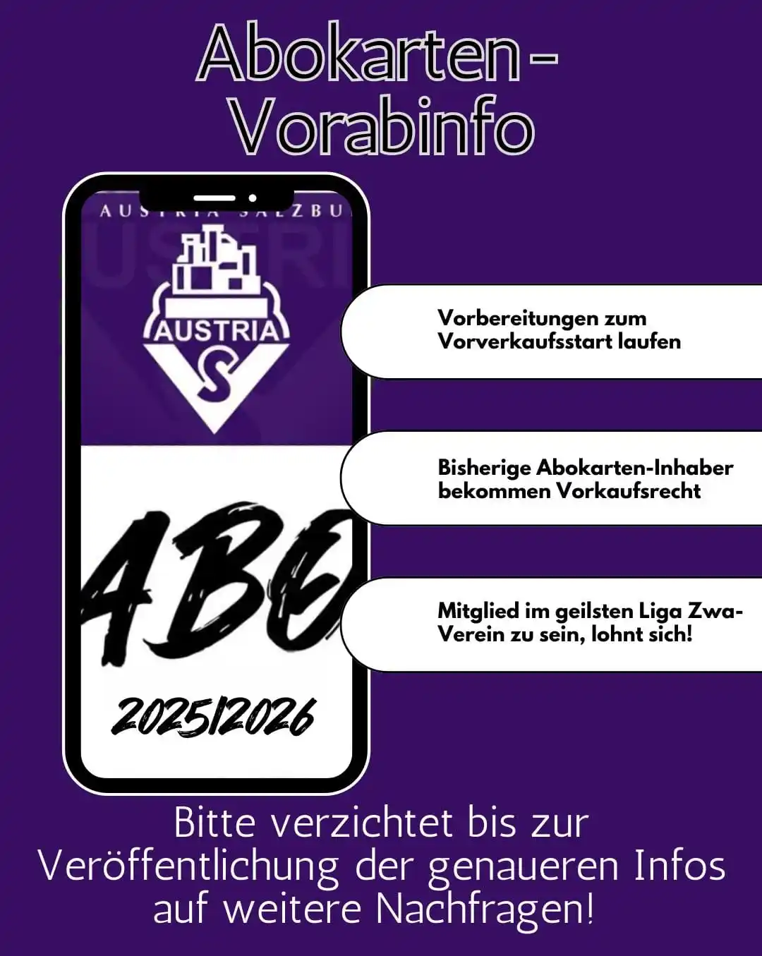 Image from SV Austria Salzburg: *Wir sind aktuell in den Vorbereitungen für den Abovorverkauf für die ...