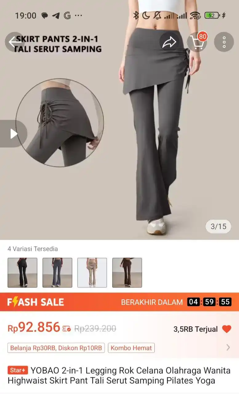 Image from Racun Shopee Receh: YOBAO 2-in-1 Legging Rok Celana Olahraga Wanita Highwaist Skirt Pant T...