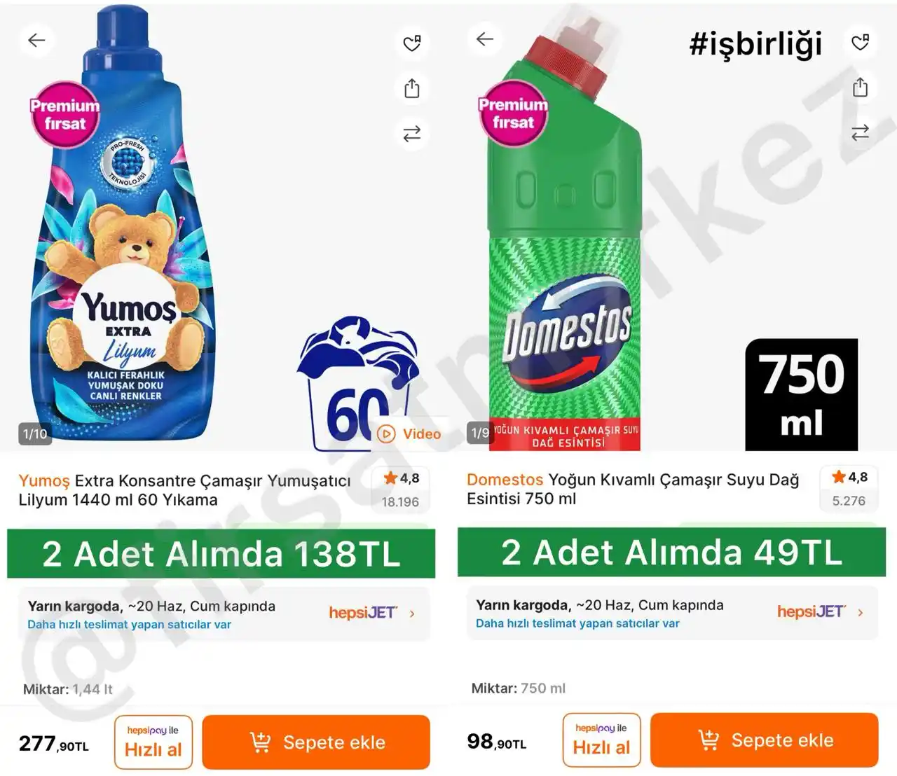 Image from İndirim Fırsat Merkezi: 🔥Yumoş Extra Konsantre Çamaşır Yumuşatıcı Lilyum 1440Ml ✅2 Adet Alı...
