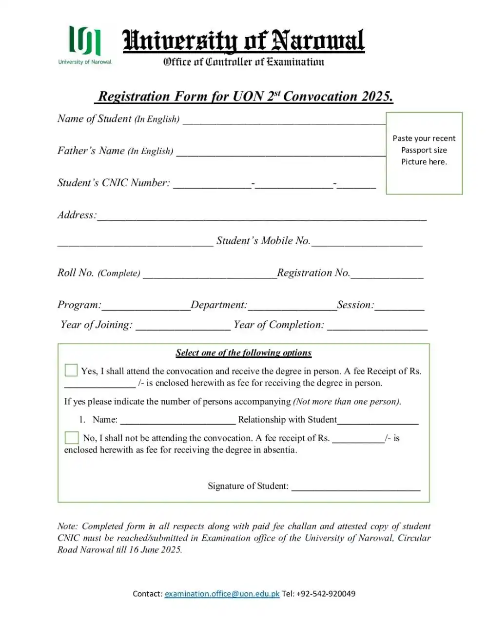 University of Narowal post