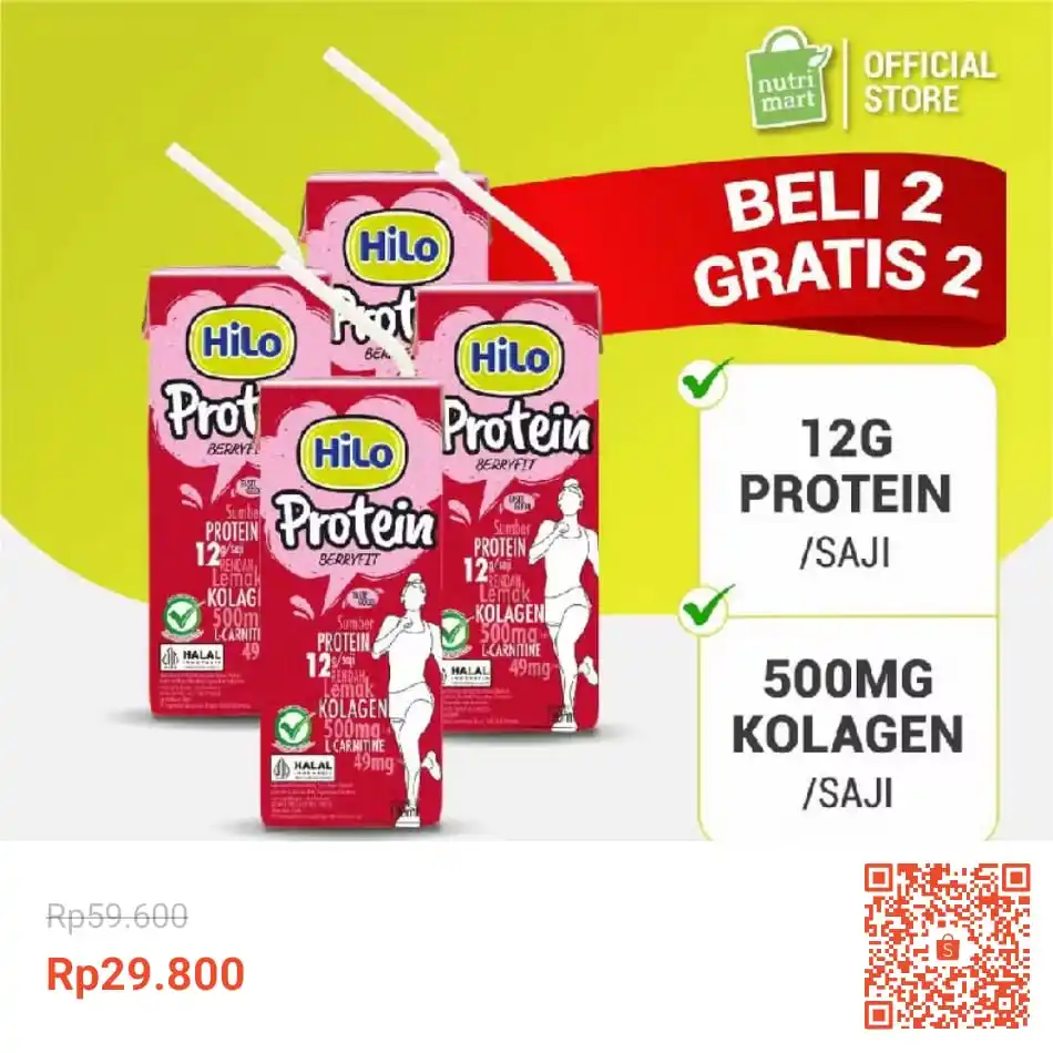 Image from SiCode Voucher + Hidden GEM Shopee: 4 Packs - HiLo Protein Berryfit UHT 190 ml (4 pcs RTD ) https://s.s...