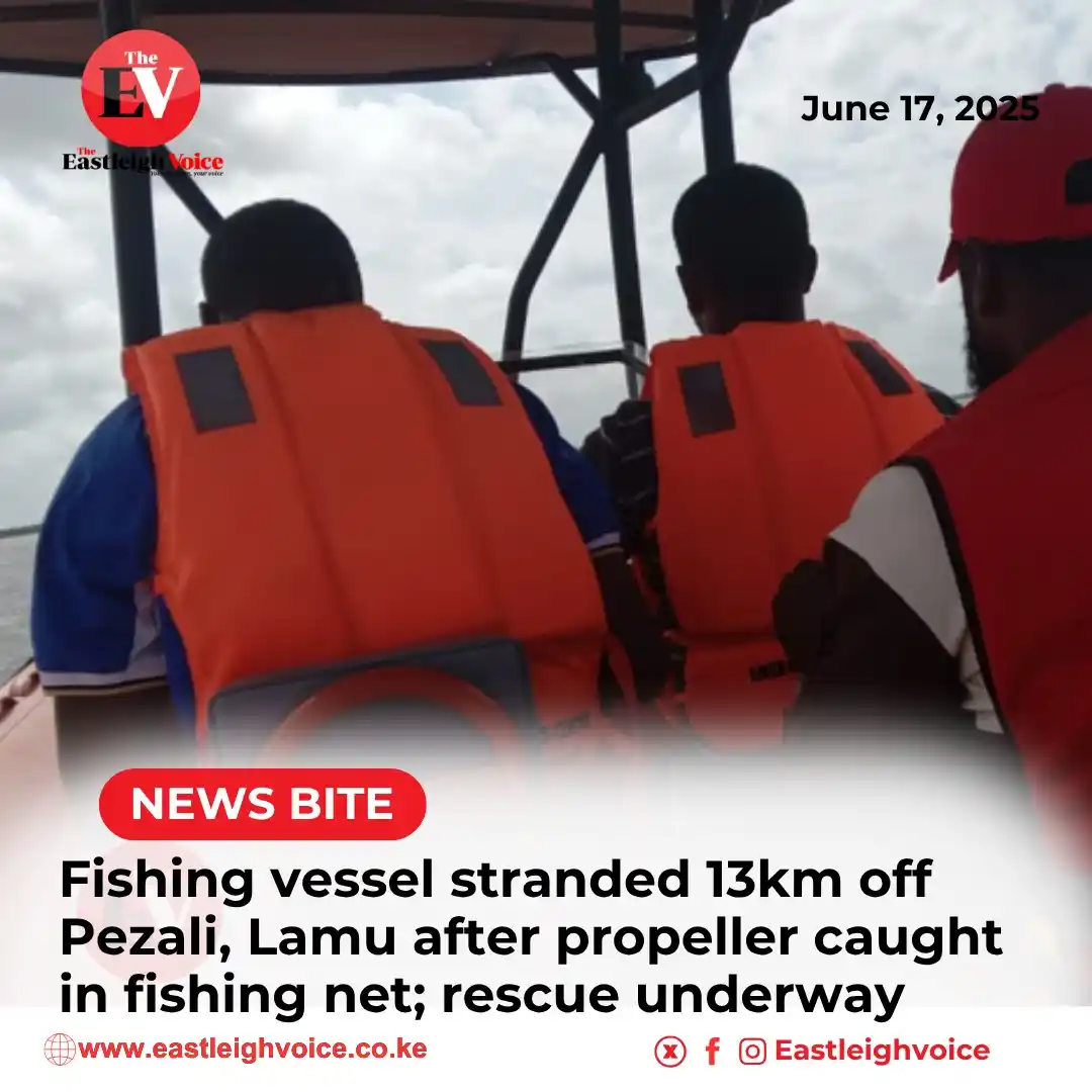 Image from Eastleigh Voice - eastleighvoice.co.ke: A fishing vessel has been stranded about 13 kilometres off the coast o...