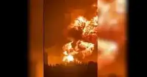 Image from GTN TV: A huge blaze broke out in the early hours of Saturday, June 14, at Bar...
