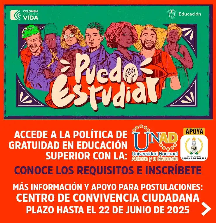 Image from Prensa Municipio Sabana de Torres: 🤓 Accede a la Política de Gratuidad en Educación Superior con La UNAD...