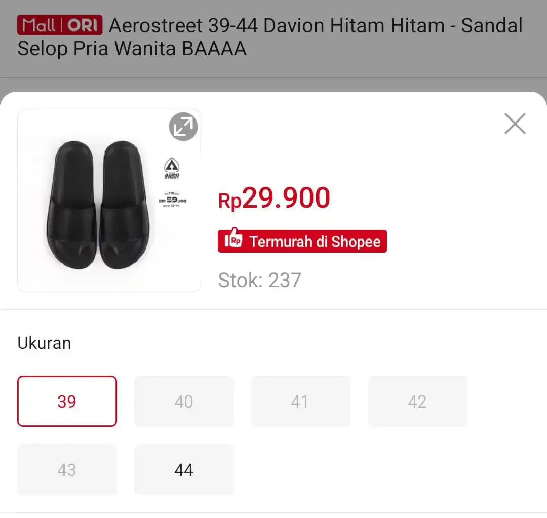 Image from SiCode Voucher + Hidden GEM Shopee: Aerostreet 39-44 Davion Hitam Hitam Normalnya 55rb https://s.shope...