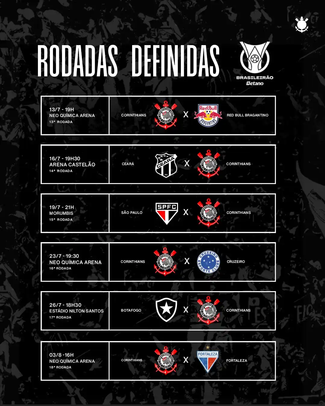 Image from Corinthimão 3.0 🦅: ANOTA NA AGENDA, FIEL! 🗓️ A CBF divulgou a tabela detalhada das rod...