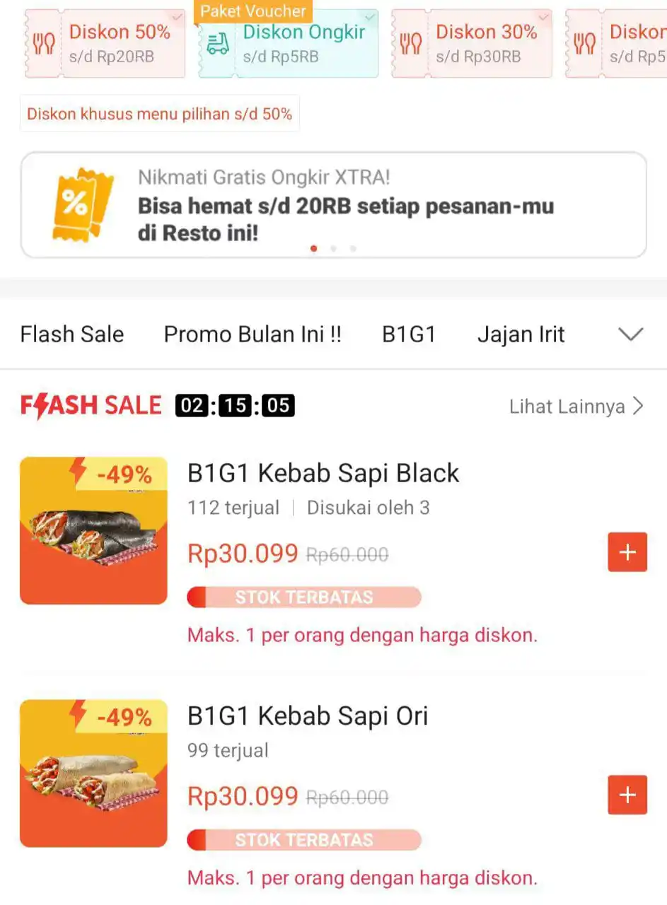 Image from SiCode Voucher + Hidden GEM Shopee: Buy 1 get 1 Kebab Turki Baba Rafi https://spf.shopee.co.id/8AKP8sREK...