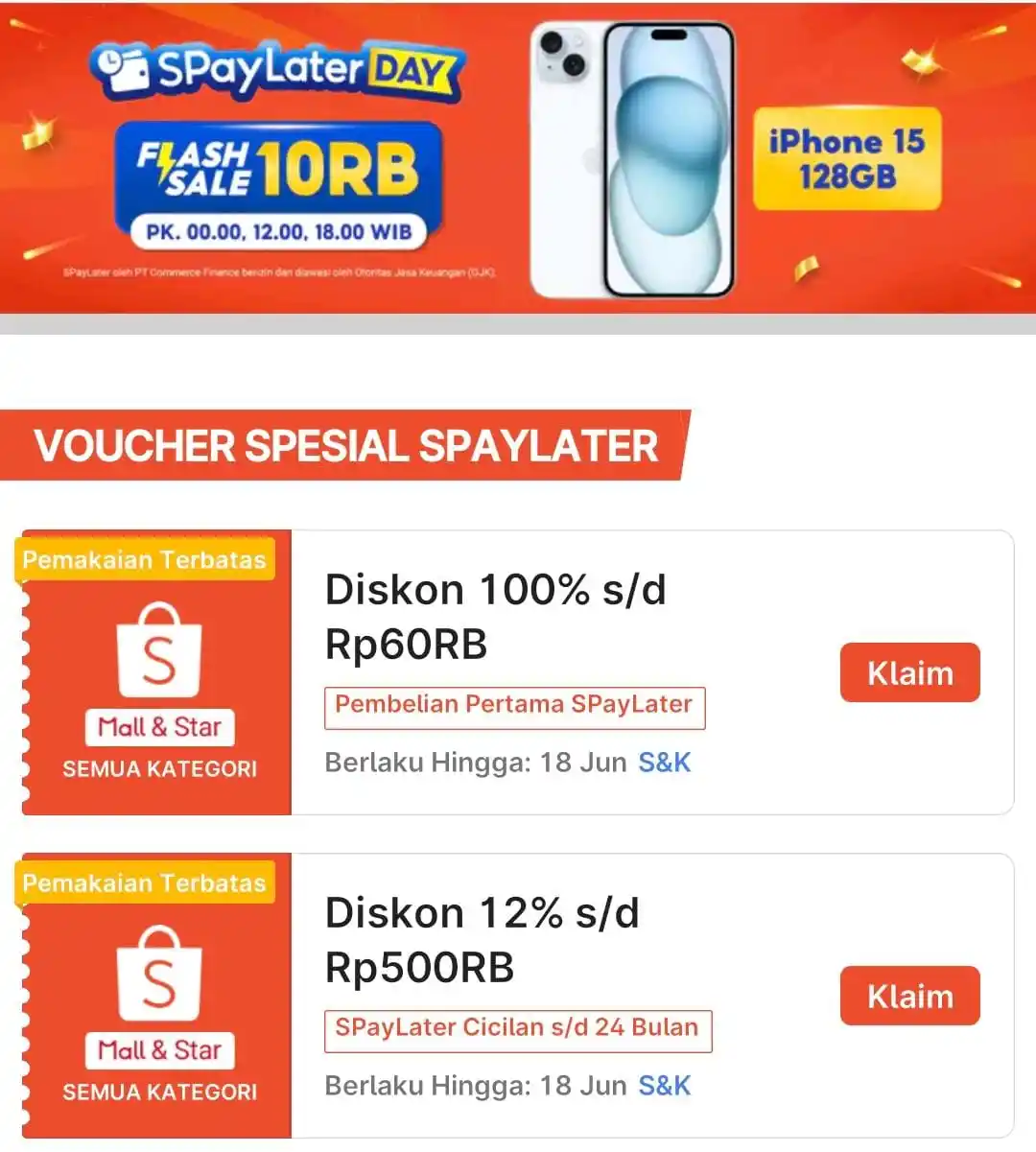 Image from SiCode Voucher + Hidden GEM Shopee: CEPATTT KLEM Khusus pengguna baru Spaylater https://s.shopee.co.id/6A...