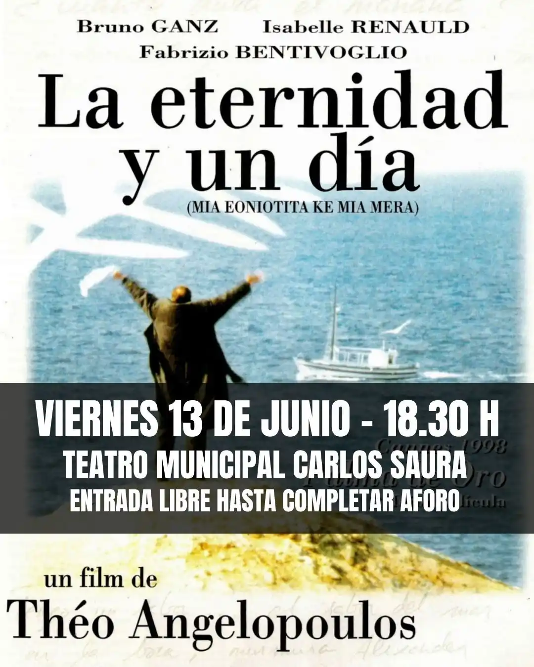 Image from Información Collado Mediano: 🎞️ Cinefórum: «La Eternidad y un Día», de Théo Angelopoulos. 📽️ Asoc...