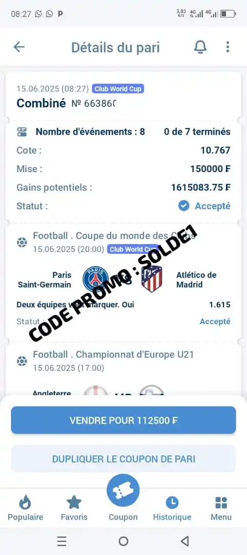 Image from COUPONS DE PARIS 🙈: CODE 1XBET ➡️ *A7V17* CODE BETWINNER ▶️ *J6V17* *🚨NOTRE COUPON UN...