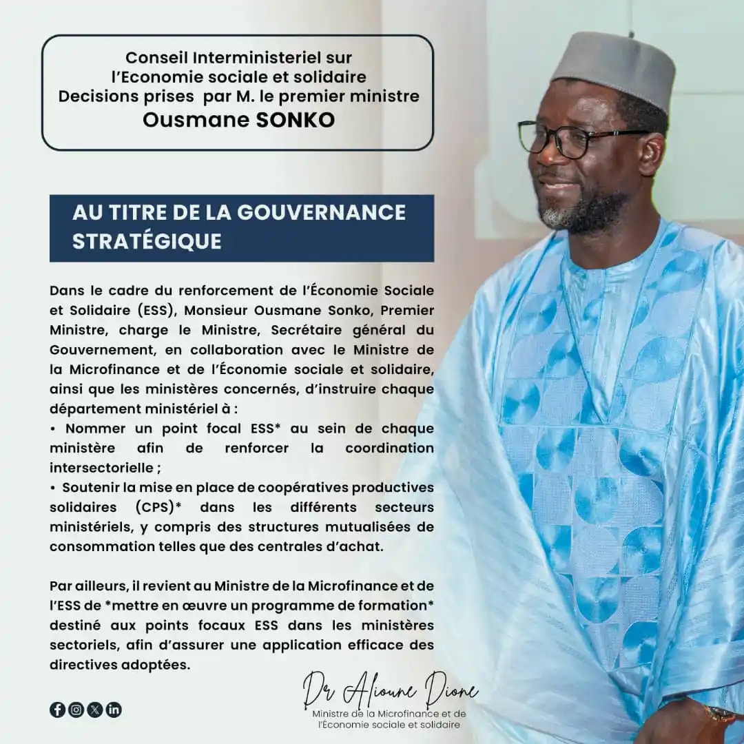 Image from Ministรจre de la Microfinance et de lโEconomie sociale et solidaire : ๐๐จ๐ง๐ฌ๐๐ข๐ฅ ๐ข๐ง๐ญ๐๐ซ๐ฆ๐ข๐ง๐ข๐ฌ๐ญ๐ฬ๐ซ๐ข๐๐ฅ ๐ฌ๐ฎ๐ซ ๐ฅโ๐ฬ๐๐จ๐ง๐จ...