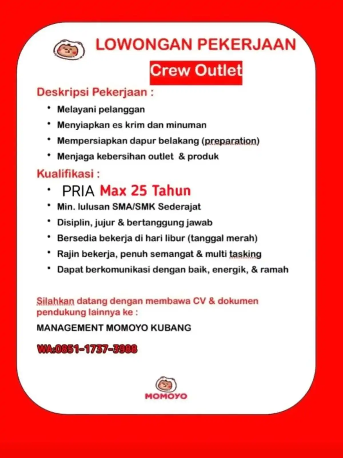 Image from INFO PEKANBARU: Crew Outlet MOMOYO KUBANG...
