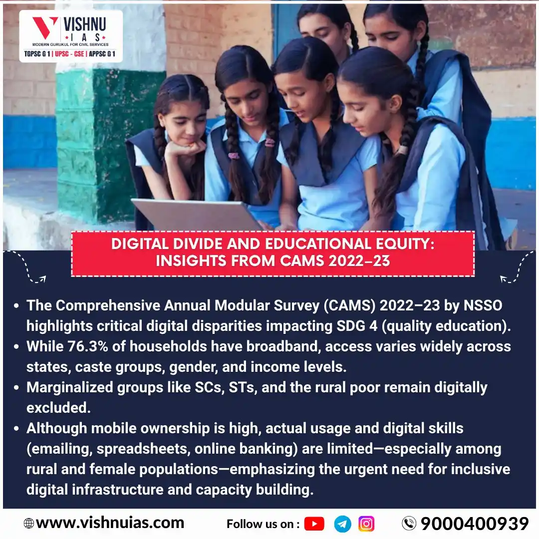 Image from VISHNU IAS: Digital Divide and Educational Equity: Insights from CAMS 2022–23...