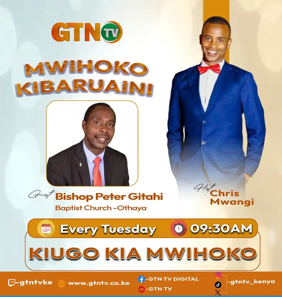 Image from GTN TV: Don't miss Bishop Peter Gitahi of the Baptist Church, hosted by Chris ...