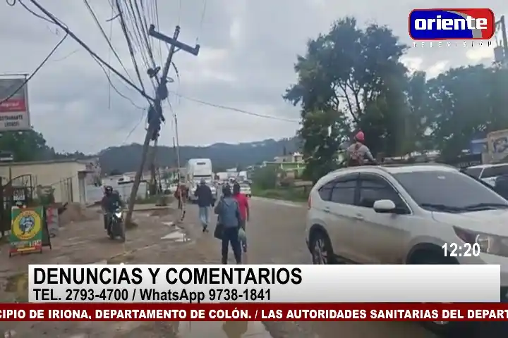Image from Oriente Televisión Canal 28: EN VIVO: A punto de colapsar poste de tendido eléctrico en la entrada ...