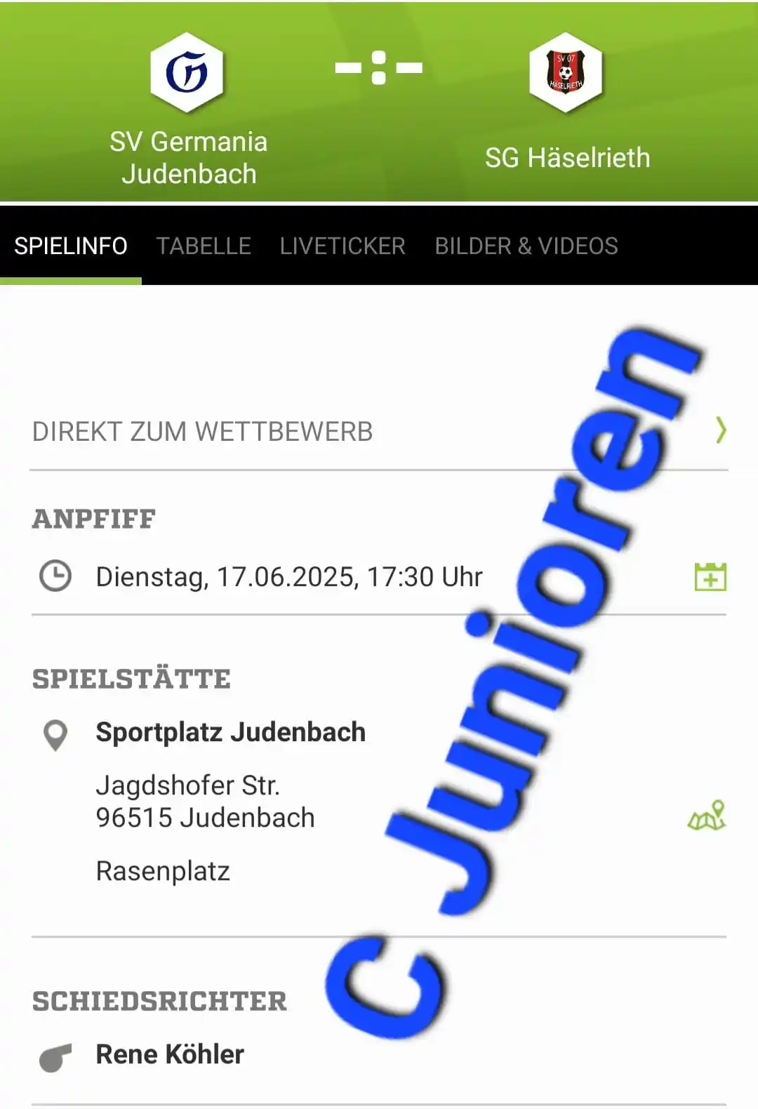 Image from SV Germania Judenbach e.V.: FEIERABEND-SCHNAPPER morgen (Dienstag) ab 17.30 Uhr gibt es das letzte...