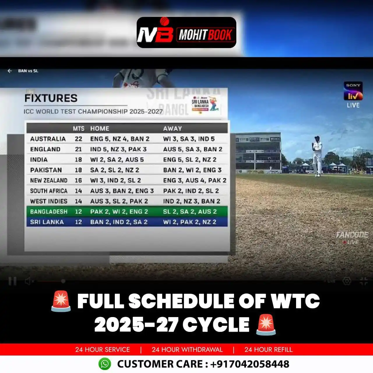 Image from MOHIT BOOK: *"🚨 FULL SCHEDULE OF WTC 2025-27 CYCLE 🚨*...