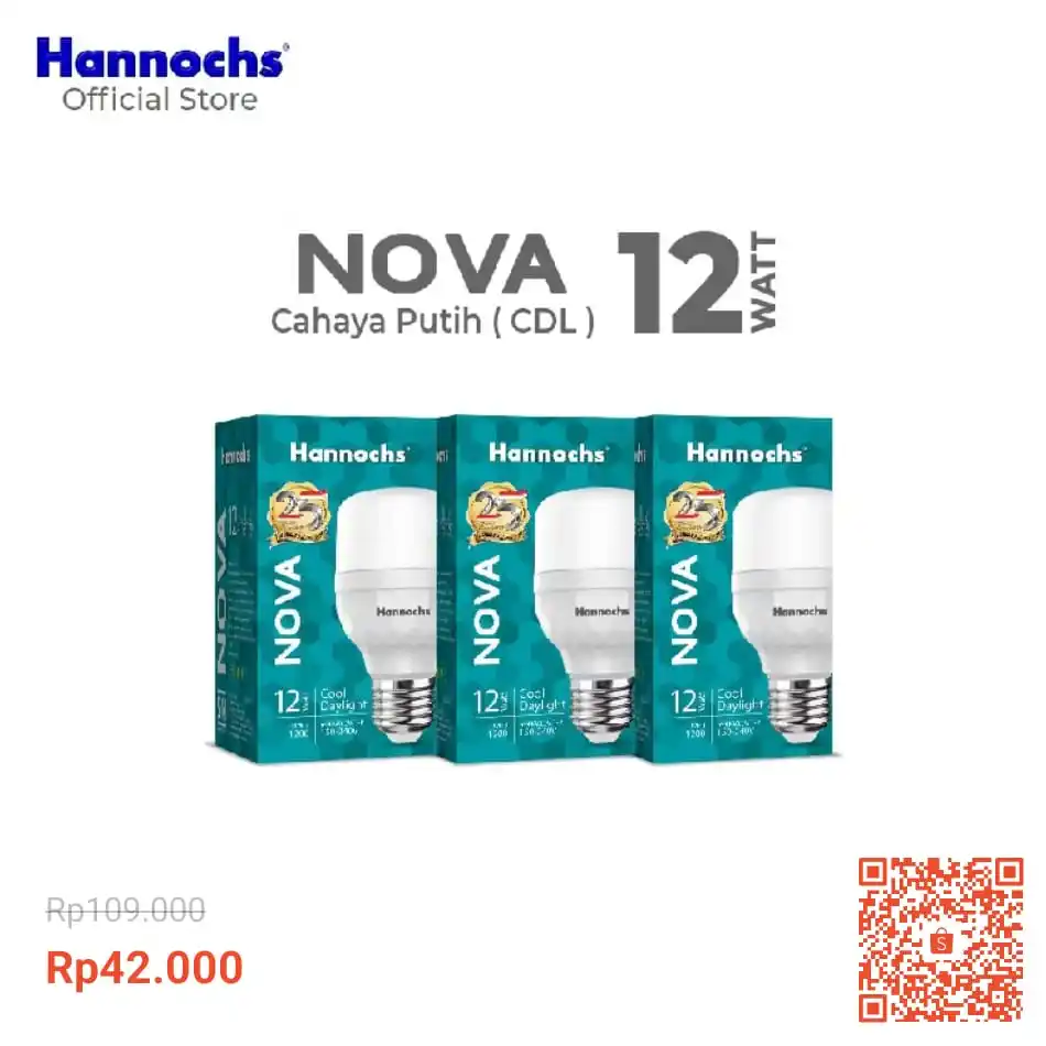 Image from SiCode Voucher + Hidden GEM Shopee: Hannochs Lampu Bohlam LED NOVA 12W https://s.shopee.co.id/8AKQhUaMn...