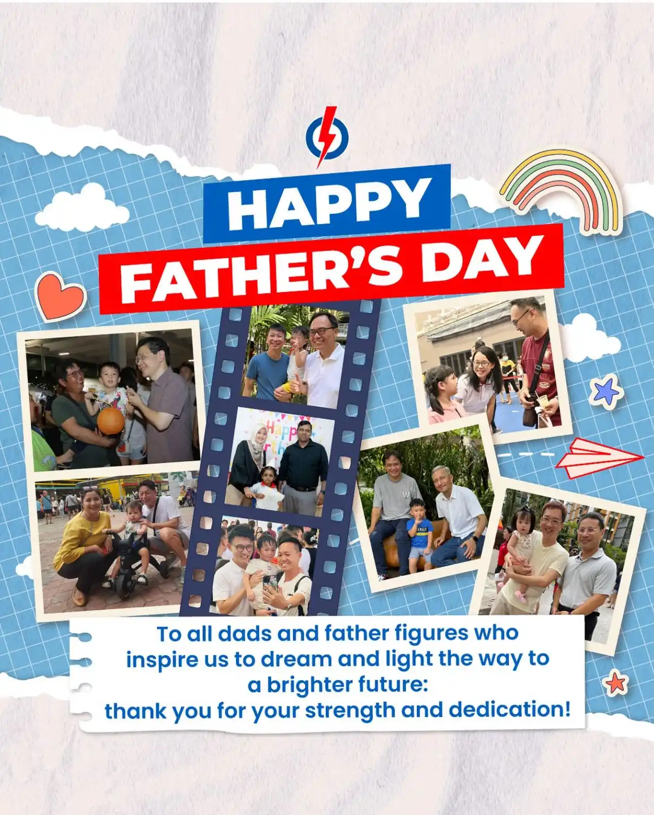 Image from People’s Action Party: Happy Father’s Day! Today, we celebrate all fathers for their strength...