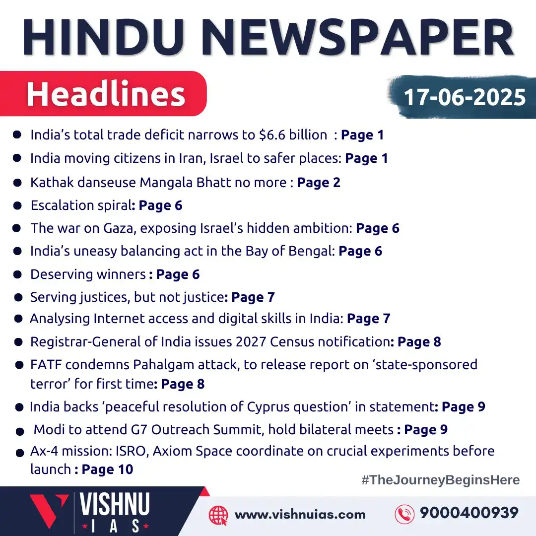 Image from VISHNU IAS: *Helping you to identify daily important news "TO BE READ IN THE HINDU...