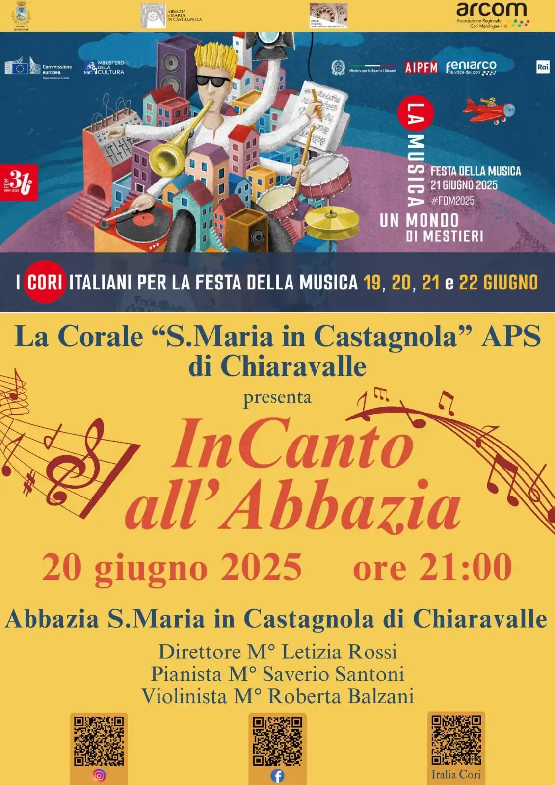 Image from Comune di Chiaravalle: *In Canto all’Abbazia* Venerdì 20 giugno alle ore 21.00, in occasione...