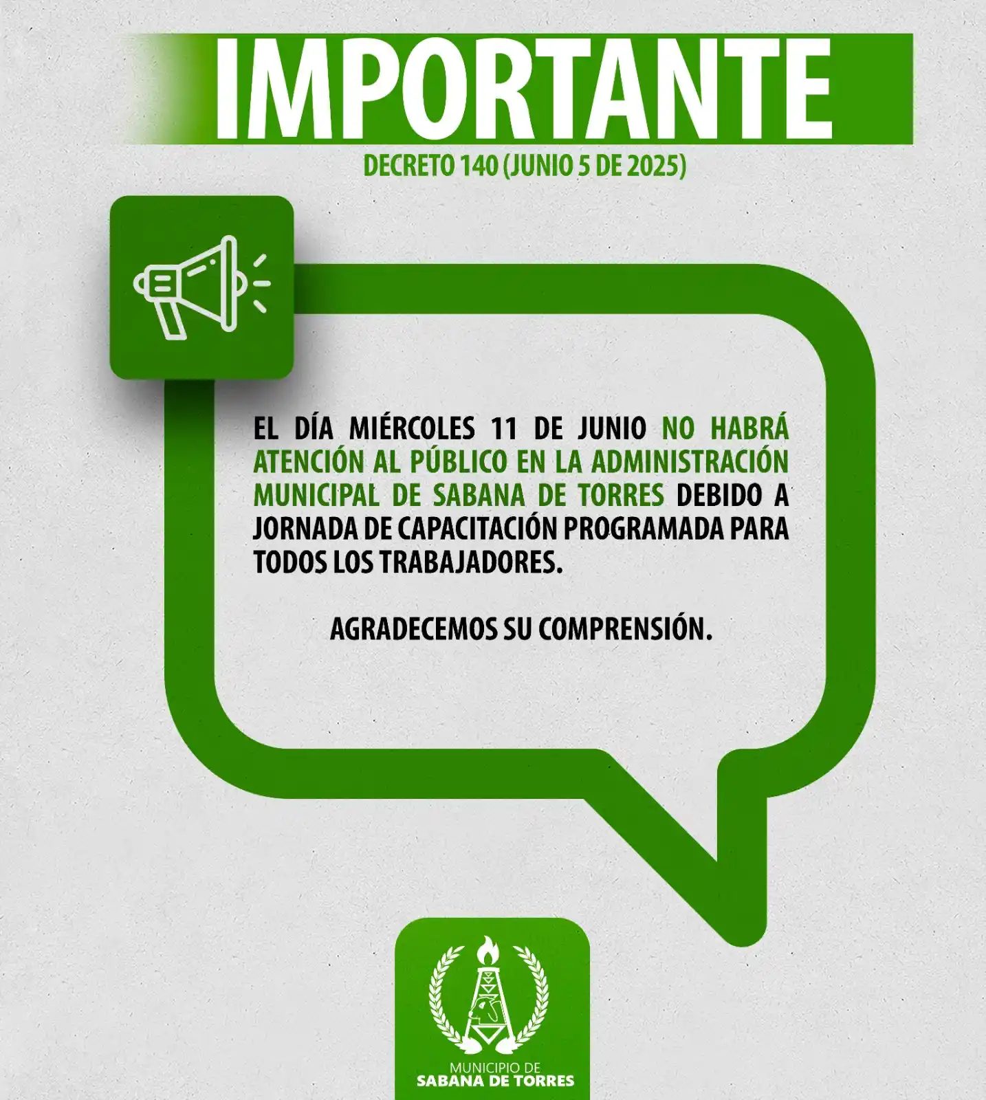 Image from Prensa Municipio Sabana de Torres: 👉🏻Información Importante - Horario Administración Municipal👈🏻 🔗Co...