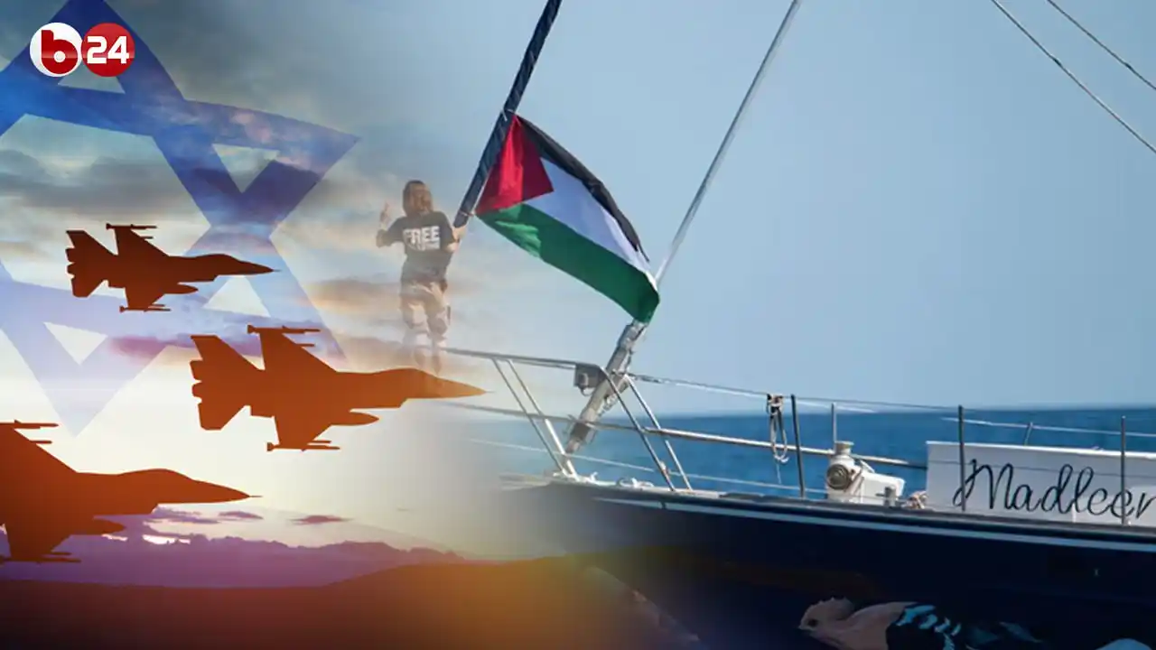 Image from BYOBLU, la Tv dei cittadini: *ISRAELE SEQUESTRA LA NAVE UMANITARIA DIRETTA A GAZA, INTERROTTE LE CO...