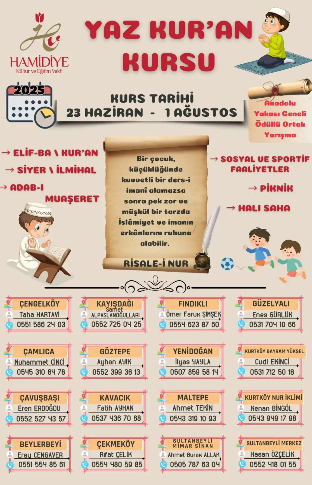 Image from Risale-i Nur: İstanbul Anadolu Yakasında Hamidiye Vakfı Yaz Dönemi Kur'ân-ı Kerîm Ku...